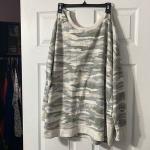 3/$23 Cato Sweatshirt Light Camo with intentional rips. Womens Plus 22/24